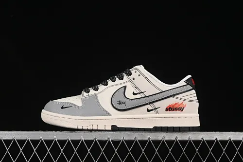 All categories Nk SB Dunk Series Nk SB Dunk Low High-end customized low-top sneakers Nike SB Dunk Low Stusi co-branded black and gray Anniversary high-end customized low-top casual sneakers ZH2598-227